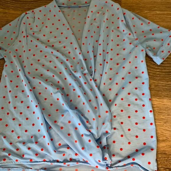 Zara Baby Blue Polka Dot Top Size Small - Picture 2 of 7